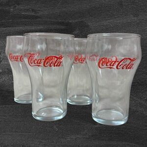 Vintage Set of (4) COKE Clear Glasses